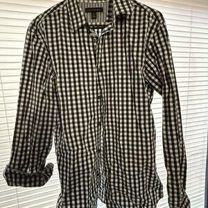 Banana Republic Black and White Checkered Casual Button Down Shirt